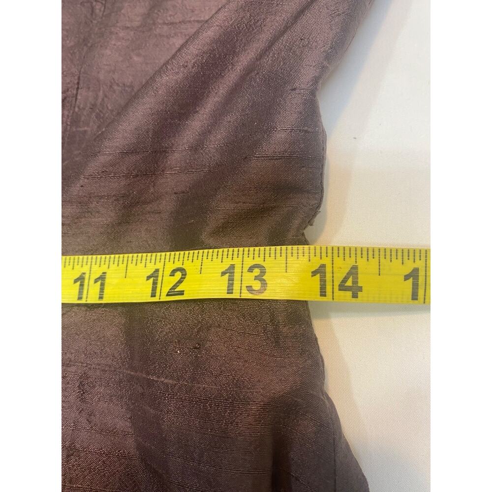 Lena Medoyeff Silk Midi Dress Women's Size SM Brown Pink Tie Straps - Picture 10 of 11